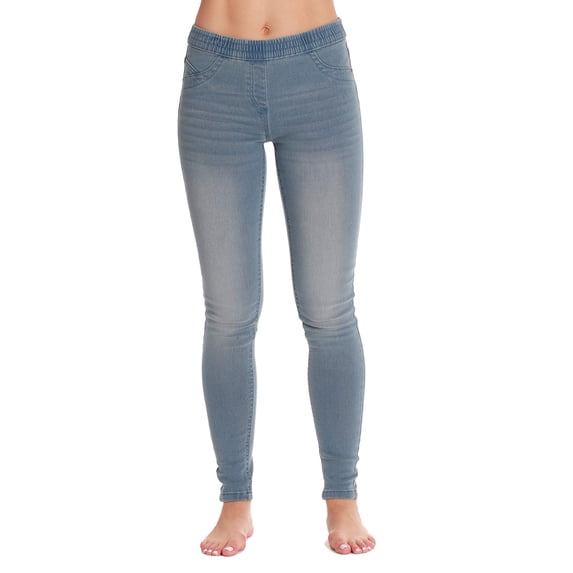 Just Love Women's Denim Jeggings with Pockets - Comfortable Stretch Jeans Leggings (Light Blue Denim, 3X)