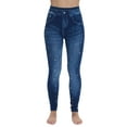 thumbnail image 1 of Just Love Women's Denim Wash Leggings - Stretchy and Comfortable Skinny Pants (Blue Basic with Pearls, X-Small / Small), 1 of 3