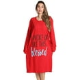 thumbnail image 1 of Just Love Women's Elegant Long Sleeve Nightgown: Comfortable Sleepwear for a Relaxing Night's Rest (Red - Woke Up Like This, 2X), 1 of 2