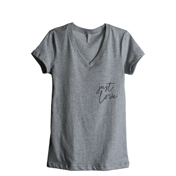 Just Love Women's Fashion Relaxed V-Neck T-Shirt Tee Heather Grey Large