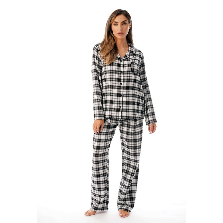 Just Love Women's Flannel Pajama Set - Cozy Long Sleeve PJ Set for Winter  Sleepwear (Black, 2X)