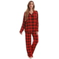 thumbnail interactive-video image 1 of Hanes Men's Long Sleeve Crew & Flannel Pant Pajama Set - Black/Grey Plaid (2XL) 1 of 5
