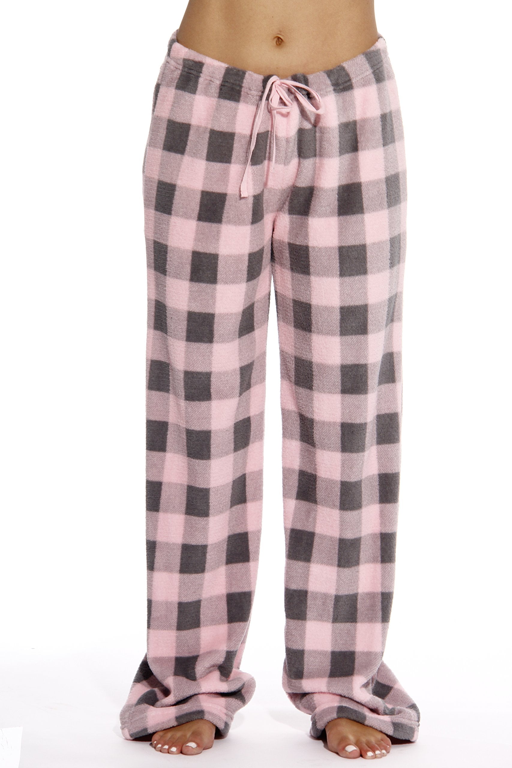 Just Love Women's Fleece Pajama Pants - Soft and Cozy Sleepwear Lounge PJs  (Buffalo Plaid Pink / Charcoal, 2X)