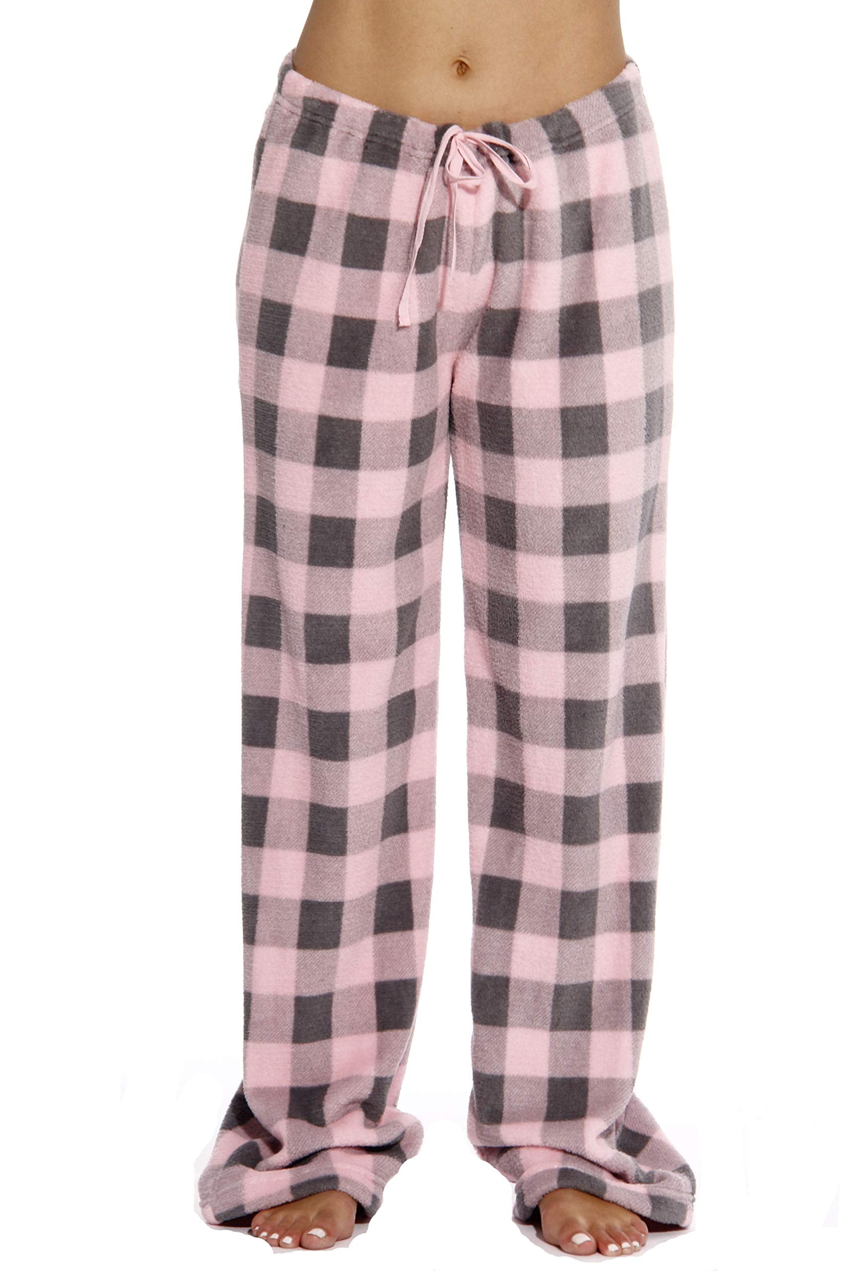 Just Love Women s Fleece Pajama Pants Soft and Cozy Sleepwear Lounge PJs Buffalo Plaid Pink Charcoal Medium
