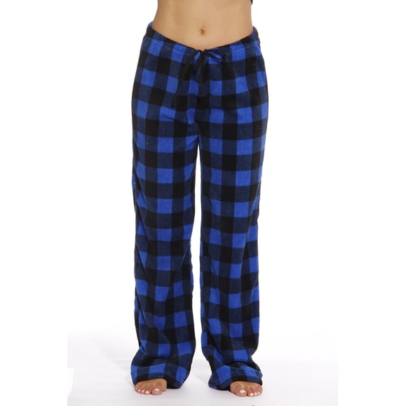 Just Love Women's Fleece Pajama Pants - Soft and Cozy Sleepwear Lounge PJs (Buffalo Plaid Royal / Black, Large)