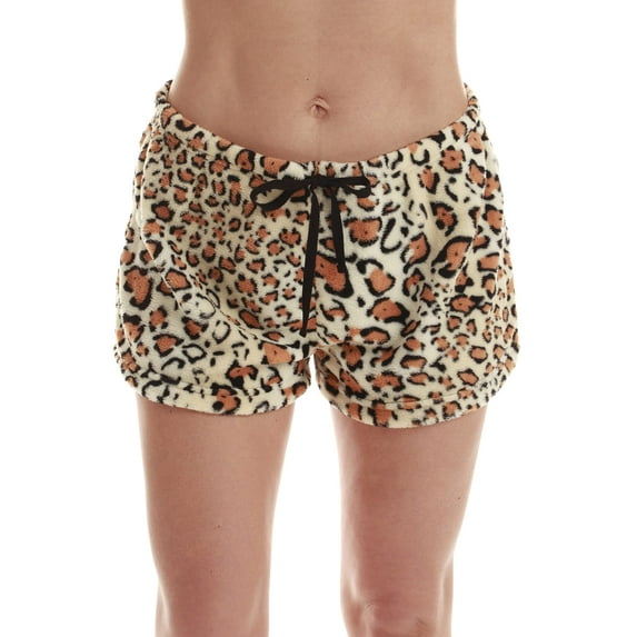 Just Love Women's Fleece Pajama Shorts for Sleepwear PJs - Cozy and Comfortable (Leopard Short, Medium)