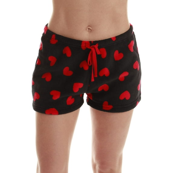 Just Love Women's Fleece Pajama Shorts for Sleepwear PJs - Cozy and Comfortable (Red Hearts Short, 3X)