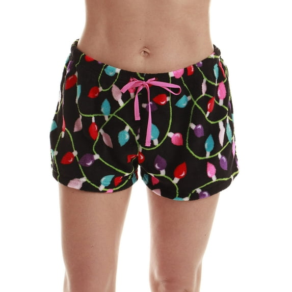 Just Love Women's Fleece Pajama Shorts for Sleepwear PJs - Cozy and Comfortable (Xmas Lights Short, Large)