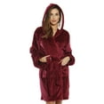 thumbnail image 1 of Just Love Women's Hooded Velour Robe with Lined Hood and Pockets (Burgundy, Medium), 1 of 3