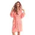 thumbnail image 1 of Just Love Women's Hooded Velour Robe with Lined Hood and Pockets (Coral, Large), 1 of 4
