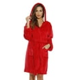 thumbnail image 1 of Just Love Women's Hooded Velour Robe with Lined Hood and Pockets (Red, 2X), 1 of 3