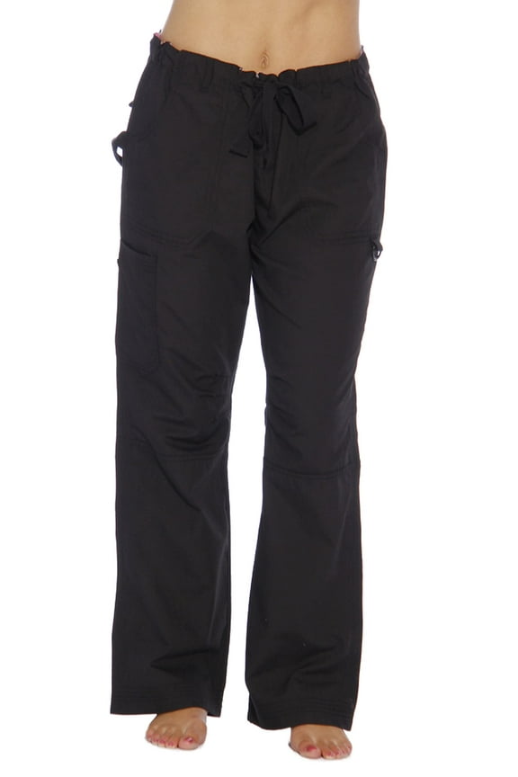 Women's Jogger Scrub Pants Slim Fit, Durable Medical Uniform for Nurses & Healthcare Professionals (Black Utility, X-Small)