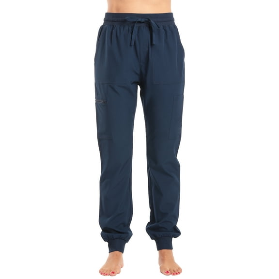 Just Love Women's Jogger Scrub Pants  Slim Fit, Durable Medical Uniform for Nurses & Healthcare Professionals (Navy Stretch Fabric, Large)
