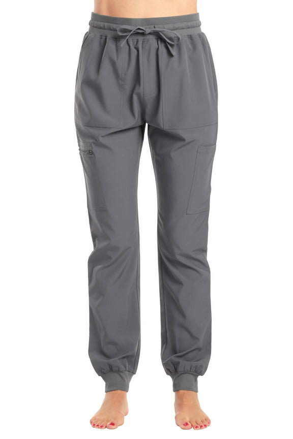 Women's Jogger Scrub Pants  Slim Fit, Durable Medical Uniform for Nurses & Healthcare Professionals (Steel Gray Stretch Fabric, 3X)