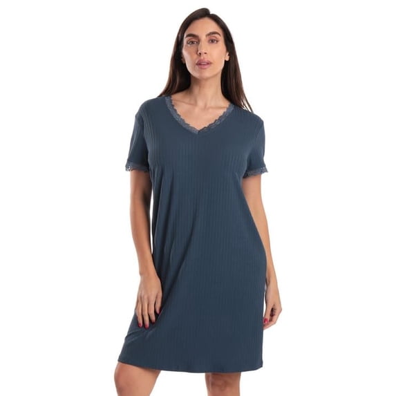 Just Love Womens Lace Trim Nightgown Soft Stretch Short Sleeve Sleep Shirt, Lightweight Breathable Lounge Dress S-3X