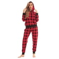thumbnail image 1 of Just Love Women's Loop Terry Tie Dye Hoodie (Red Black Buffalo Plaid, X-Large), 1 of 3