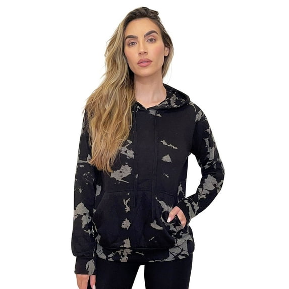Just Love Women's Loop Terry Tie Dye Hoodie (Tie Dye Black Grey, 2X)