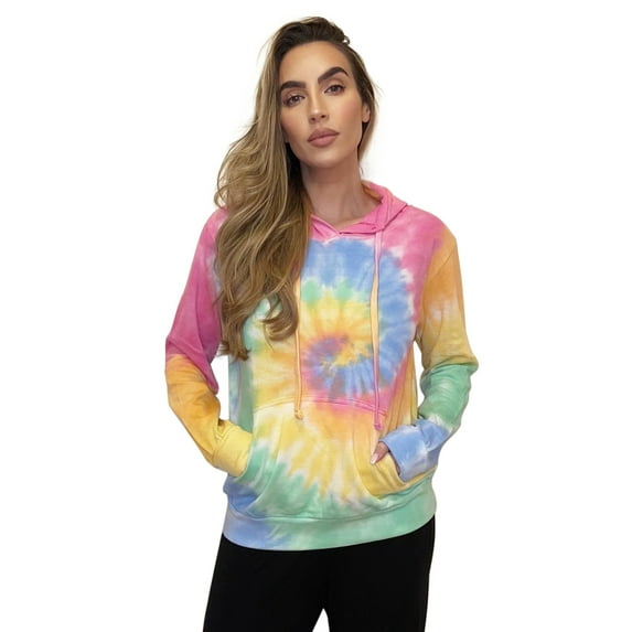 Just Love Women's Loop Terry Tie Dye Hoodie (Tie Dye Pastel Swirl, Medium)