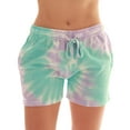 thumbnail image 1 of Just Love Women's Loop Terry Tie Dye Shorts - Comfortable and Stylish Loungewear for Summer (Tie Dye Aqua Lilac White, Medium), 1 of 3