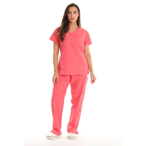 Just Love Women's Medical Scrub Sets with Tie-Back - Comfortable and Durable Scrubs (Coral, 2X)
