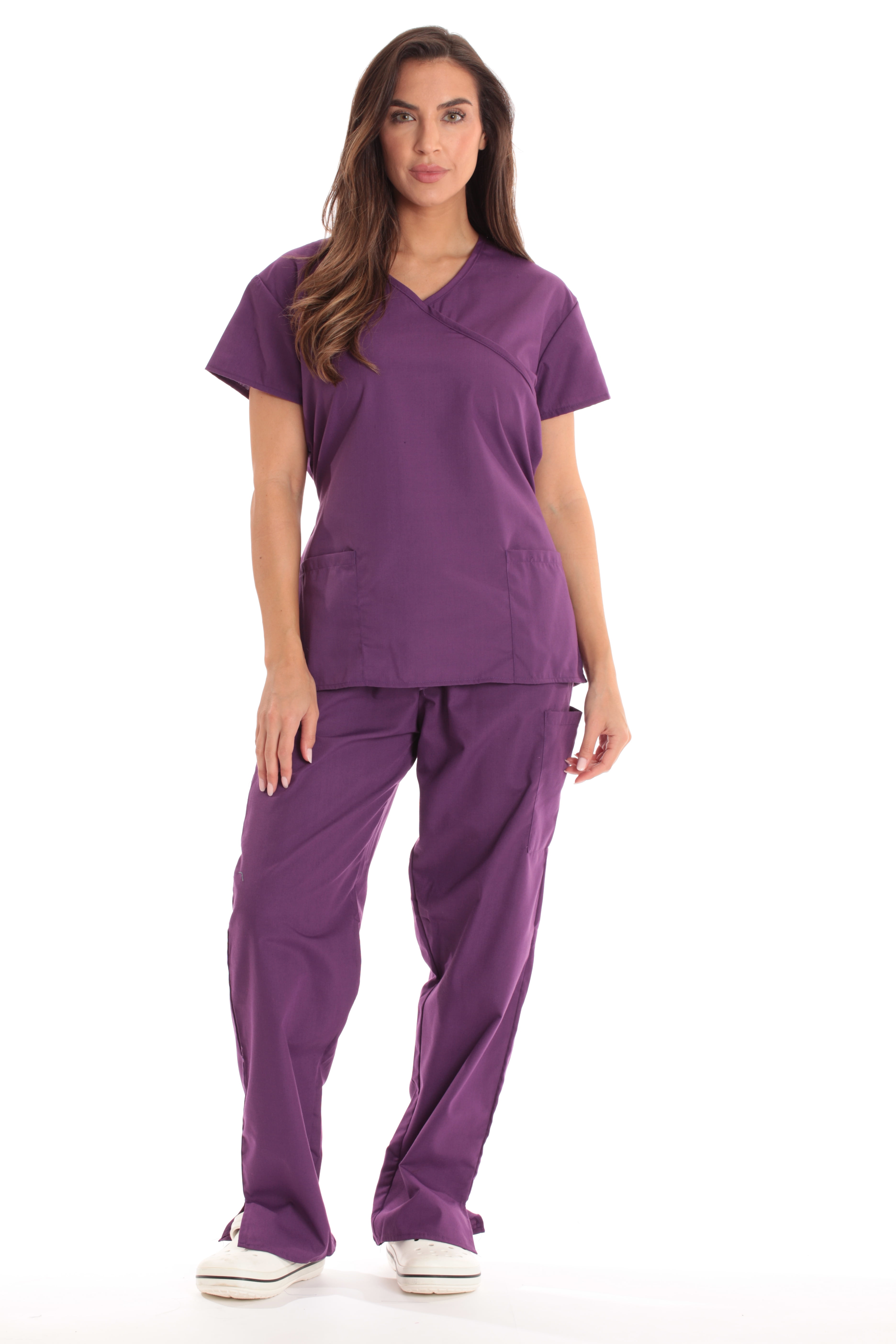 Just Love Women's Medical Scrub Sets with TieBack Comfortable and Durable Scrubs (Eggplant