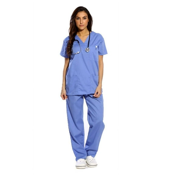 Just Love Women's Medical Scrubs - Six Pocket Set with Comfortable V-Neck and Cargo Pant (Ceil, X-Large)