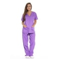 thumbnail image 1 of Just Love Women's Medical Scrubs - Six Pocket Set with Comfortable V-Neck and Cargo Pant (Purple, 1X), 1 of 2
