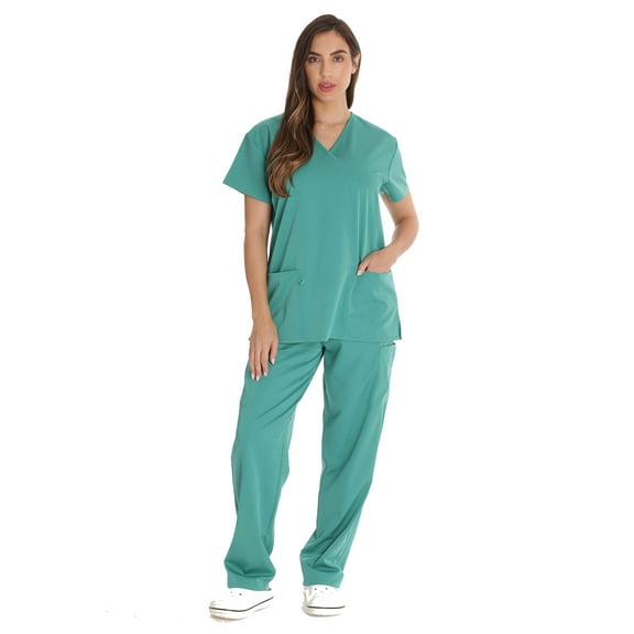 Just Love Women's Medical Scrubs - Six Pocket Set with Comfortable V-Neck and Cargo Pant (Surgical Green, 3X)