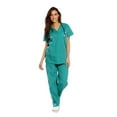 thumbnail image 1 of Just Love Women's Medical Scrubs - Six Pocket Set with Comfortable V-Neck and Cargo Pant (Surgical Green, Large), 1 of 3