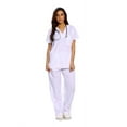 thumbnail image 1 of Just Love Women's Medical Scrubs - Six Pocket Set with Comfortable V-Neck and Cargo Pant (White, XS), 1 of 3