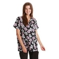 thumbnail image 1 of Just Love Women's Medical V-Neck Scrub Tops (Black - Windblown Floral, 1X), 1 of 3