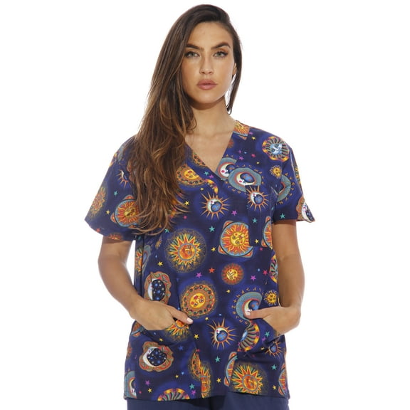 Just Love Women's Medical V-Neck Scrub Tops (Celestial, Medium)