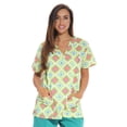 thumbnail image 1 of Just Love Women's Medical V-Neck Scrub Tops (Green Diamonds, X-Small), 1 of 3