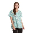 thumbnail image 1 of Just Love Women's Medical V-Neck Scrub Tops (Turquoise - Unicorn Rainbow, Medium), 1 of 3