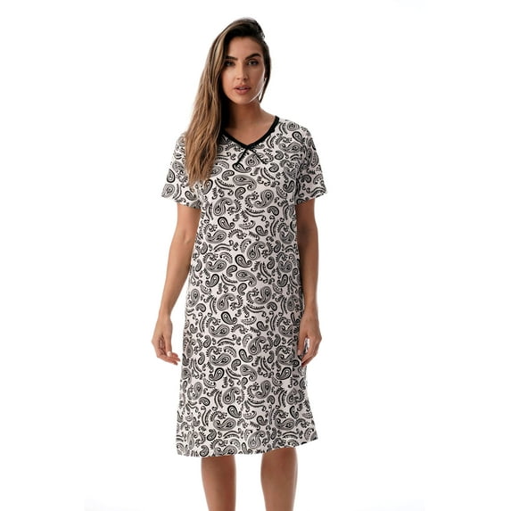 Just Love Women's Nightgown Sleep Dress - Soft and Comfortable Short Sleeve Sleepwear (Black - Paisley, 3X Plus)