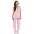 thumbnail image 1 of Just Love Women's Nurse Scrub Sets - Mock Wrap Style for Comfort and Style (Light Pink With Steel Grey Trim, X-Small), 1 of 3