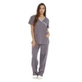 thumbnail image 1 of Just Love Women's Nurse Scrub Sets - Mock Wrap Style for Comfort and Style (Steel Grey With Aqua Trim, X-Small), 1 of 3