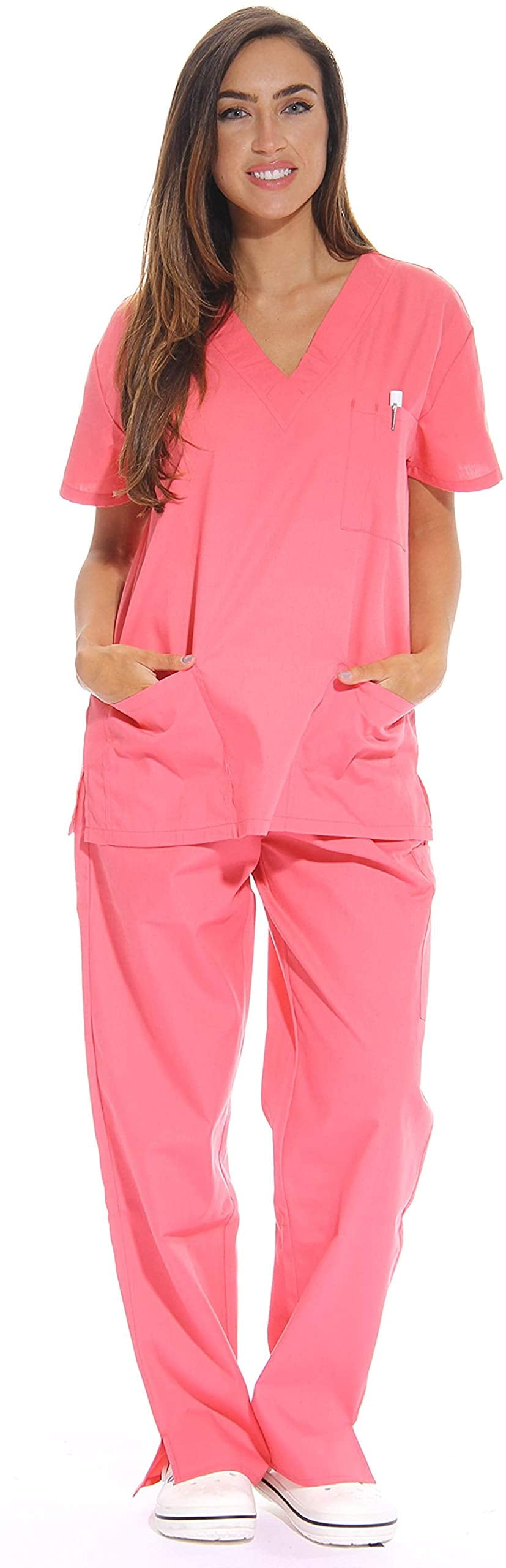 Just Love Women's Nursing Scrub Set Six Pockets, VNeck, Cargo Pant for Comfortable Workwear