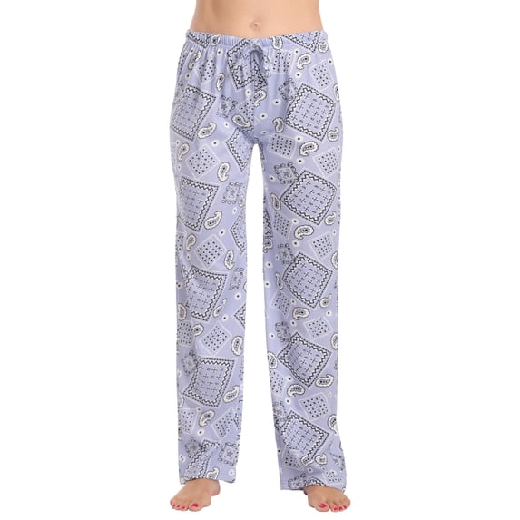 Just Love Womens Pajama Pants Sleepwear. (Patchwork Bandana - Lilac, Large)