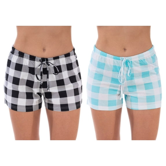 Just Love Women’s Pajama Shorts – Soft Cotton Lounge Sleep Shorts with Drawstring Waist (Buffalo Plaid - Pack 2, 3X)