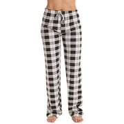 Just Love Women's Plaid Pajama Pants in 100% Cotton Jersey - Comfortable Sleepwear for Women (Black - Plaid, X-Small)
