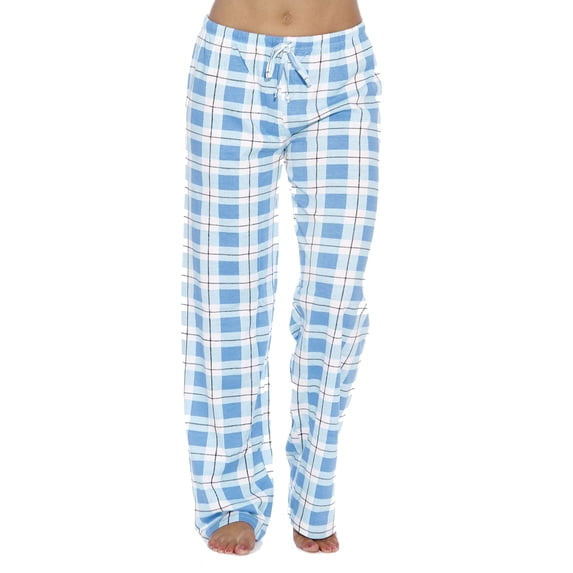 Just Love Women's Plaid Pajama Pants in 100% Cotton Jersey - Comfortable Sleepwear for Women (Blue - Plaid, Small)