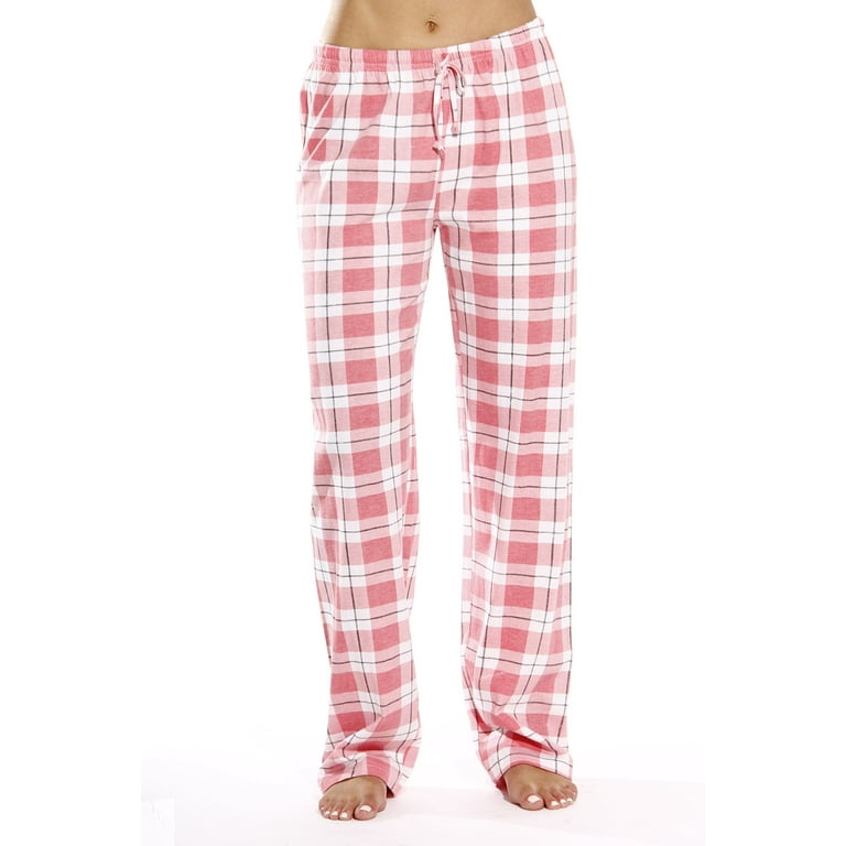 Just Love Women's Plaid Pajama Pants in 100% Cotton Jersey - Comfortable  Sleepwear for Women (Coral - Plaid, Small)