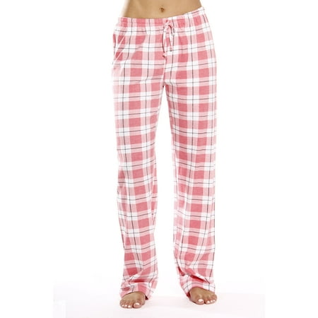 Just Love Women's Plaid Pajama Pants in 100% Cotton Jersey - Comfortable Sleepwear for Women (Coral - Plaid, X-Large)