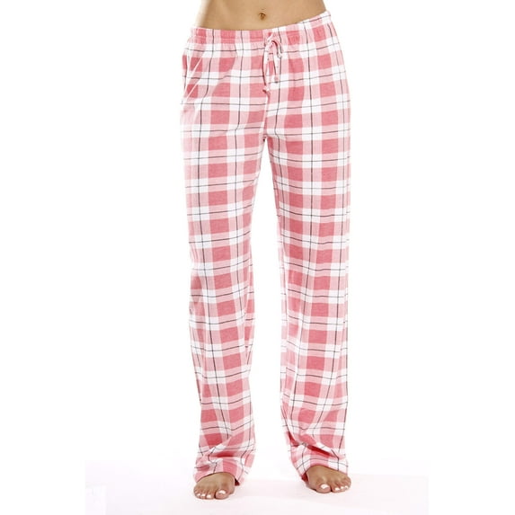 Just Love Women's Plaid Pajama Pants in 100% Cotton Jersey - Comfortable Sleepwear for Women (Coral - Plaid, X-Small)