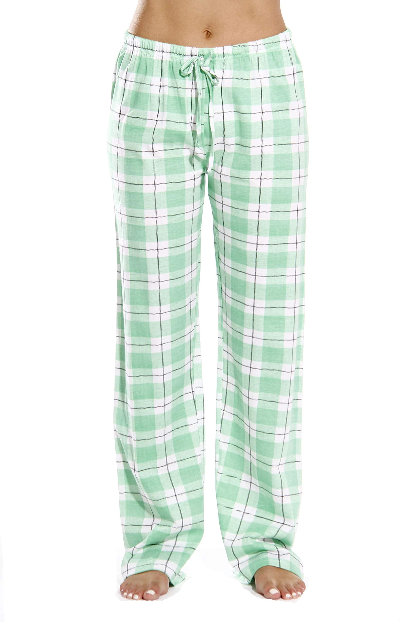 Just Love Women's Plaid Pajama Pants in 100% Cotton Jersey - Comfortable  Sleepwear for Women (Black - Plaid, Small) 