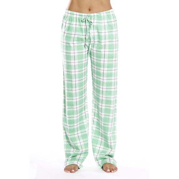 Just Love Women's Plaid Pajama Pants in 100% Cotton Jersey - Comfortable Sleepwear for Women (Mint - Plaid, Large)