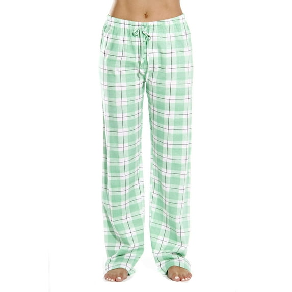 Just Love Women's Plaid Pajama Pants in 100% Cotton Jersey - Comfortable Sleepwear for Women (Mint - Plaid, X-Large)