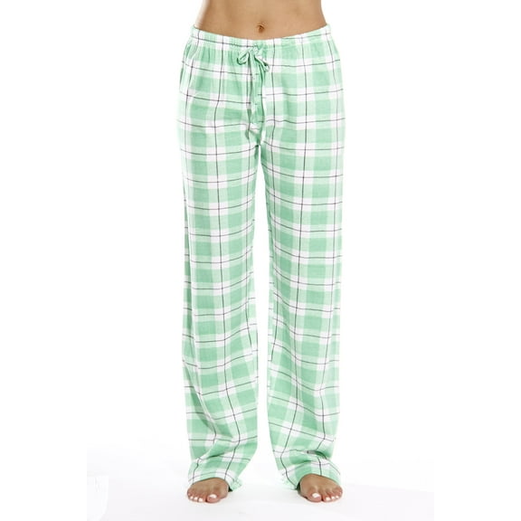 Just Love Women's Plaid Pajama Pants in 100% Cotton Jersey - Comfortable Sleepwear for Women (Mint - Plaid, X-Small)