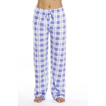 Just Love Women's Plaid Pajama Pants in 100% Cotton Jersey - Comfortable Sleepwear for Women (Periwinkle - Plaid, Large)